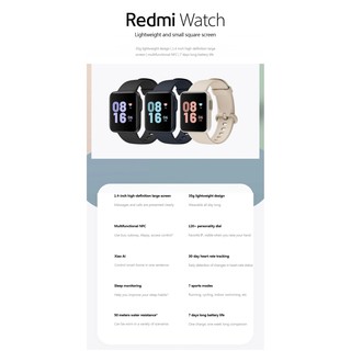 ภาพขนาดย่อของภาพหน้าปกสินค้าสมาร์ทวอทช์ นาฬิกาข้อมือ Xiaomi Redmi Watch 2 1.4" Display Smart Fitness Tracker Waterproof Sport Heart Rate Monitor จากร้าน prikberry10 บน Shopee