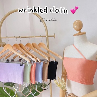 carichta 💕 wrinkled cloth crop เกาะอก สายเบี่ยง ผ้าอัดย่น ครอป เสื้อครอป crop