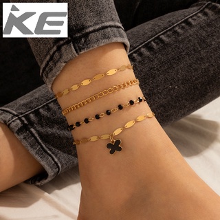 Beach Anklet Pop Butterfly Element Black Bead 4-Piece Set Simple Ladies Anklet for girls for w