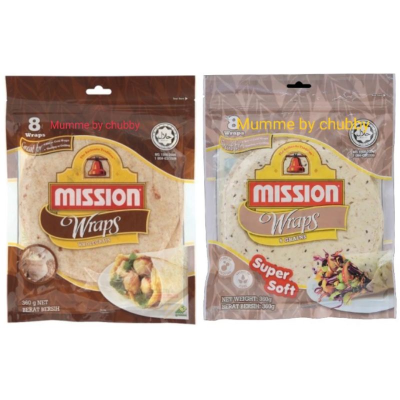 Mission Wraps Wholegrain 8 wraps แรพส์ โฮลเกรน ขนาด 360 กรัม | Shopee ...