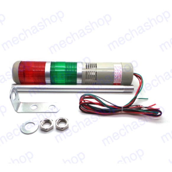 ทาวเวอร์ไลท์-ไฟเตือนสถานะเครื่องจักร-มีเสียง-ไฟกระพริบ-dc-12v-24v-lamp-red-green-flash-industrial-tower-signal