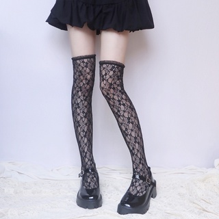 สินค้า ℜ-ℜ  Lolita Lace Thigh High Stockings Kawaii Floral Jacquard Over Knee Long Socks