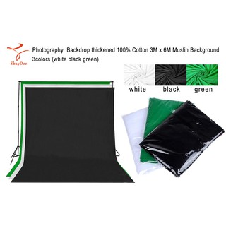 Photography Backdrop thickened 100% Cotton 3M x 6M Muslin Background with 3colors for choosing (white black green)