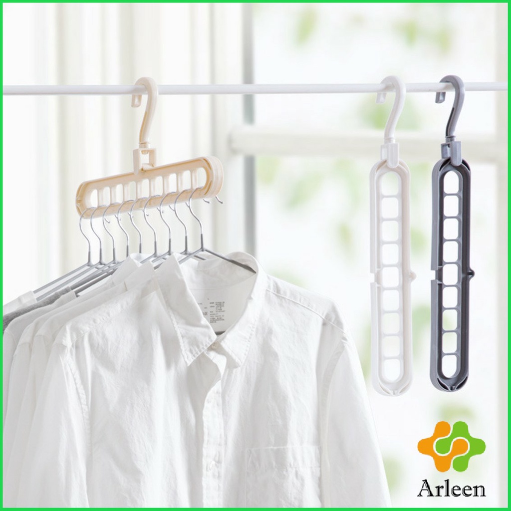 arleen-ไม้แขวนเสื้อ-9-ช่อง-จัดระเบียบ-ตะขอหมุนได้-360-องศา-ไม้แขวน-9-hole-cloth-hanger