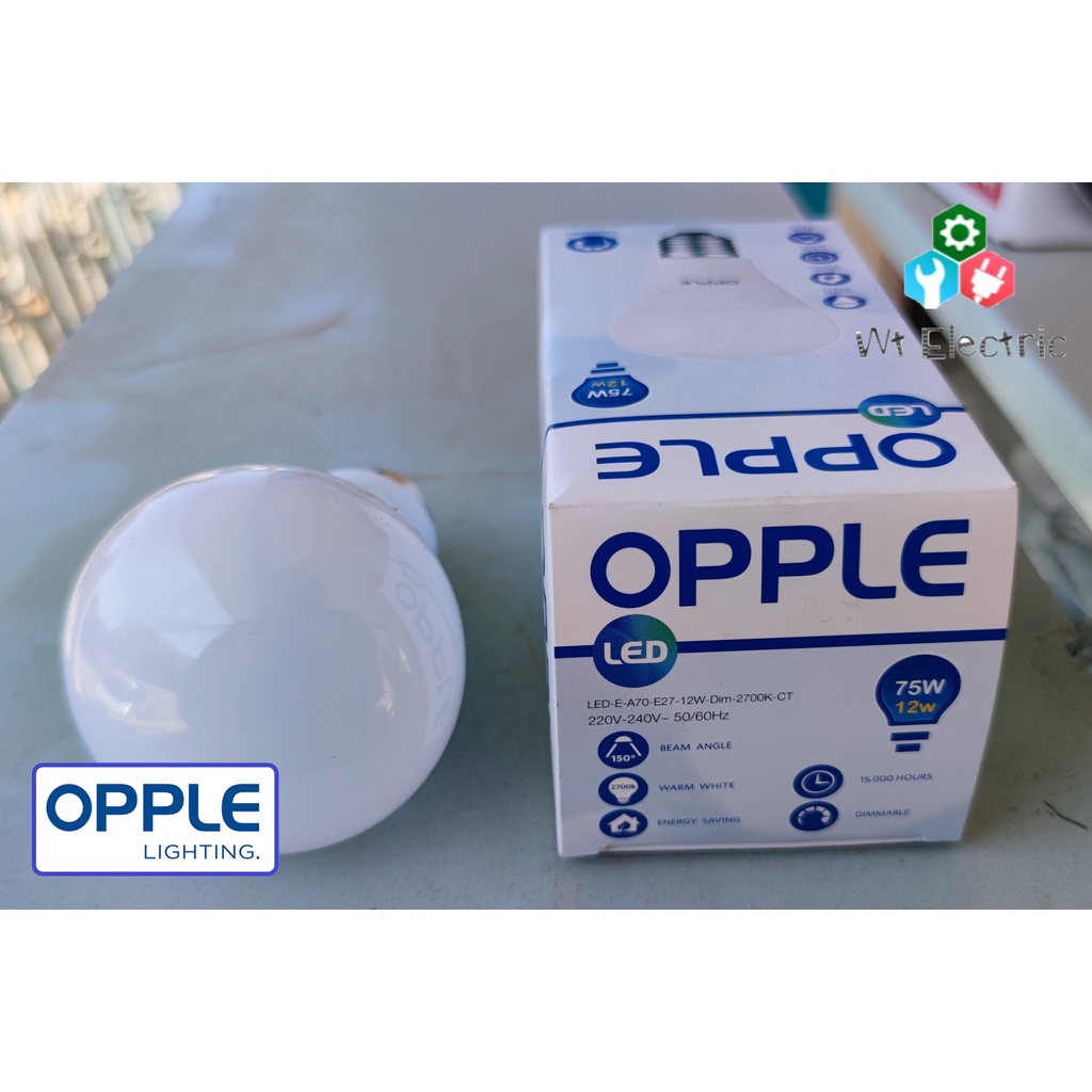 หลอดไฟ LED BULB OPPLE 12W ขั้ว E-27 1055LUMEN ปรับความสว่างได้ DIMMABLE ...