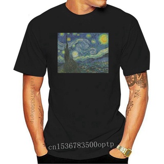 เสื้อยืดผ้าฝ้ายพิมพ์ลายคลาสสิก พร้อมส่ง เสื้อยืดผ้าฝ้าย พิมพ์ลาย Vincent Van Gogh - Starry Night Old Skool Hooligans 80S