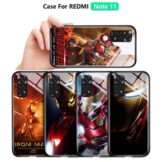 สําหรับ Xiaomi Redmi Note 11 Note 11S Note 11 Pro 4G 5G เคสโทรศัพท์มือถือกระจกนิรภัย ลายซุปเปอร์ฮีโร่ ไอรอนแมน ไอรอนแมน