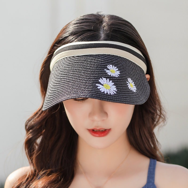 ภาพหน้าปกสินค้าหมวกสานครึ่งหัว หมวกสานกันแดด สำหรับผู้หญิง หมวกสไตล์เกาหลี ดอกเดซี่ จากร้าน jtong0004 บน Shopee