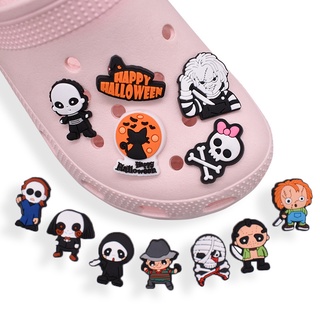 กระดุม รูปรองเท้า Crocs Jibbitz Pins หลากสีสัน สําหรับวันฮาโลวีน DIY