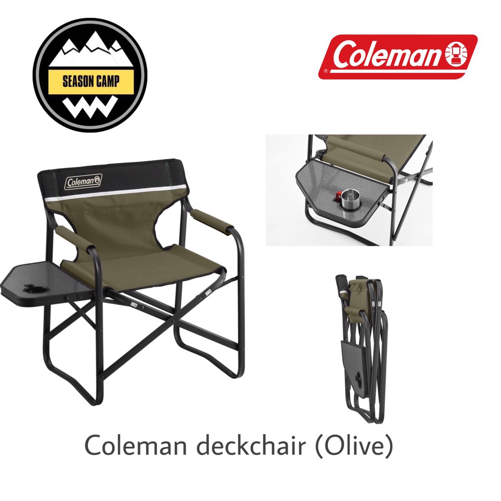 ภาพหน้าปกสินค้าColeman Side Table deck Chair (Olive) เก้าอี้พับ เก้าอี้สนาม เก้าอี้ปิคนิค