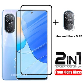 2 IN 1 ฟิล์มกระจกนิรภัยกันรอยหน้าจอ แบบเต็มจอ ด้านหลัง เลนส์กล้อง HD สําหรับ Huawei Nova 9 SE Pro Nove9SE 9Pro Nova9 7i 7 SE 7SE