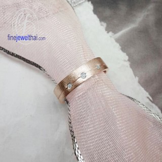 Finejewelthai แหวนเพชร-เพชร-แหวนหมั้น-แหวนแต่งงาน-Diamond CZ-Wedding Ring-Silver-Pink Gold - R30146cz-pg