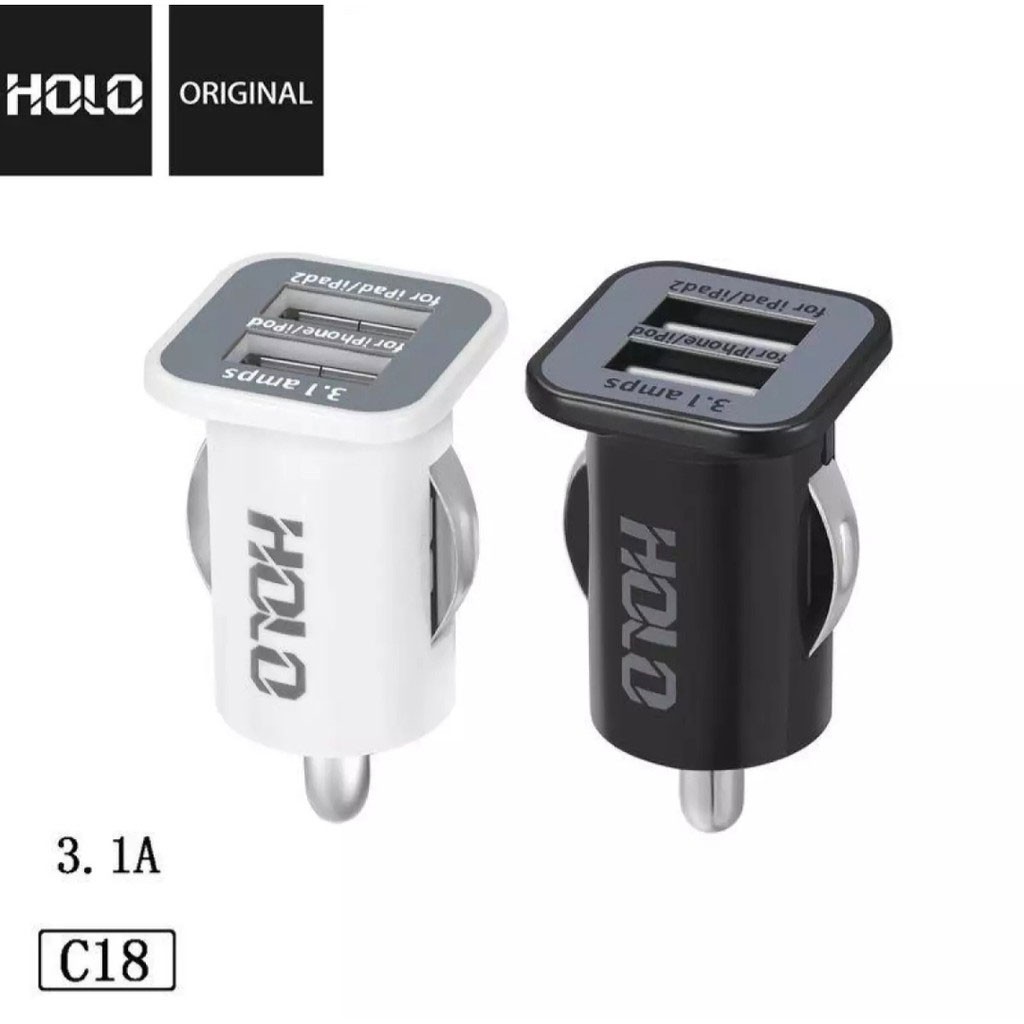 ที่ชาร์จโทรศัพท์มือถือในรถยนต์-อุปกรณ์ชาร์จไฟusb-ในรถยนต์-3-1a-max-2usb-ยี่ห้อholo-รุ่น-c18