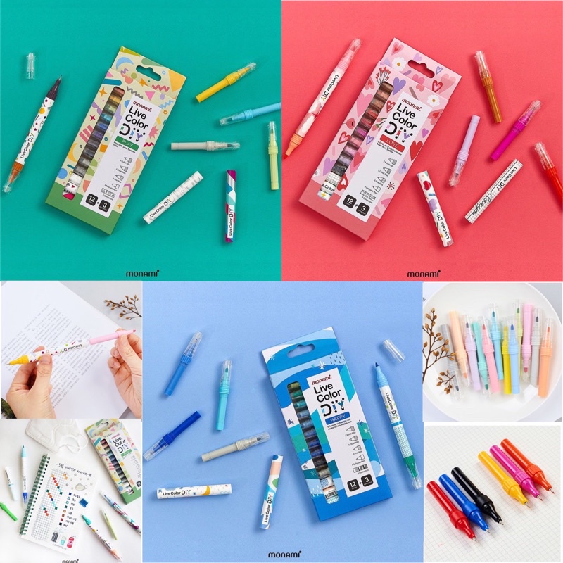 ปากกาสี 12 สี monami Live Color DIY New Item รุ่นใหม่สุด Chosch Diy 🌈 ...