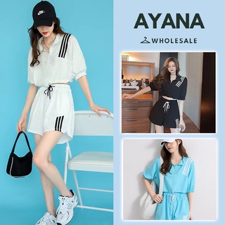 ชุดเซ็ตผู้หญิงออกกำลังกายสม็อคแขน-เอว ชุดเซทแฟชั่นสีสวยมาก  Setเสื้อครอปทรงสปอร์ตทรงสวยราคาถูก