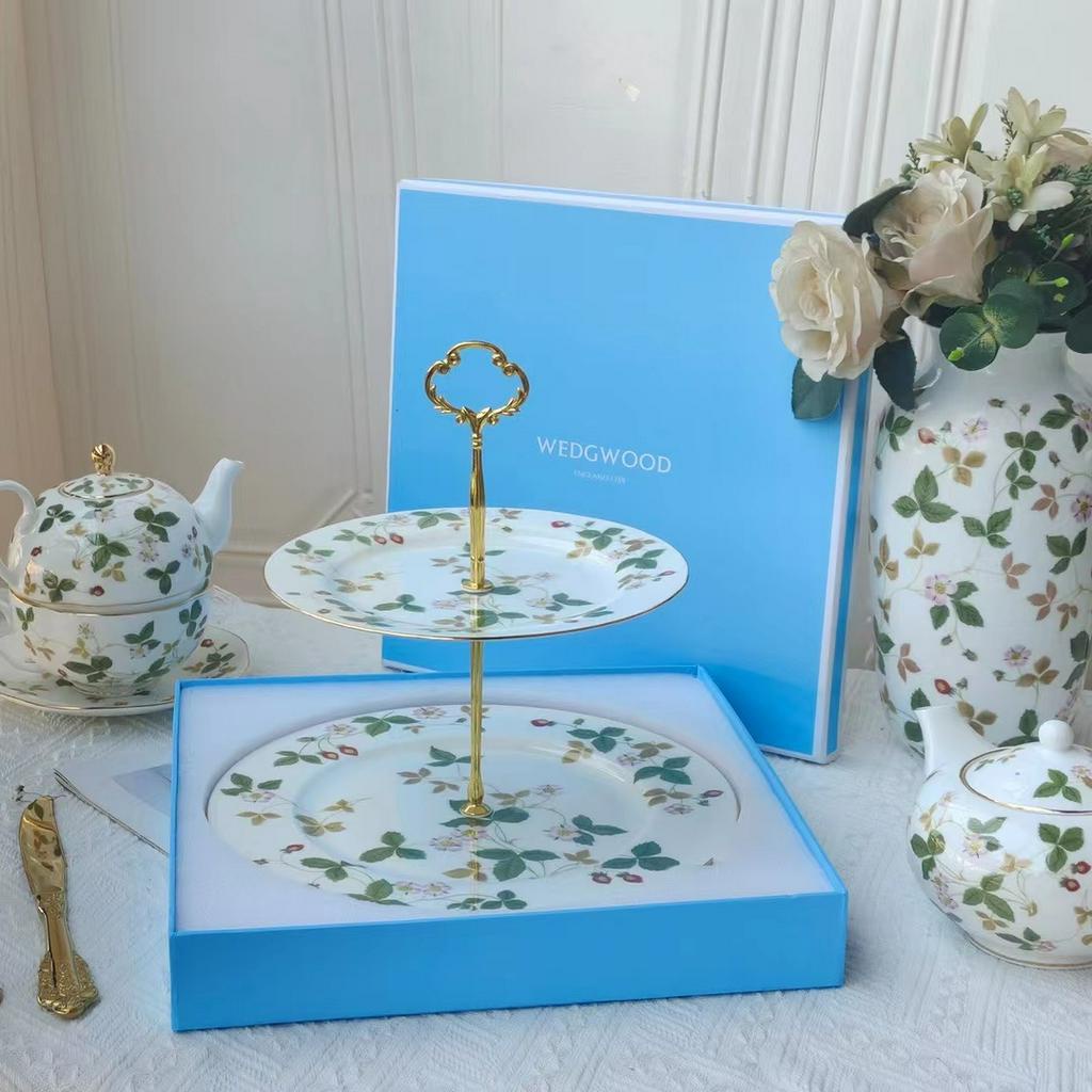 WEDGWOOD Wild Strawberry Double Layer String Dish Dim sum Dish Cake ...
