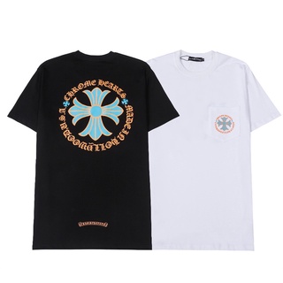 [S-5XL]เสื้อยืดแขนสั้นลําลอง ผ้าฝ้าย พิมพ์ลายตัวอักษร Chrome Hearts แฟชั่นคู่รัก สไตล์คลาสสิก สําหรับผู้ชาย และผู้หญิง