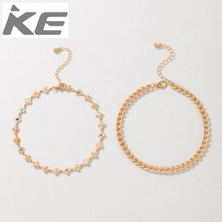 Jewelry drop flower metal chain two-piece anklet Irregular anklet set for girls for women low