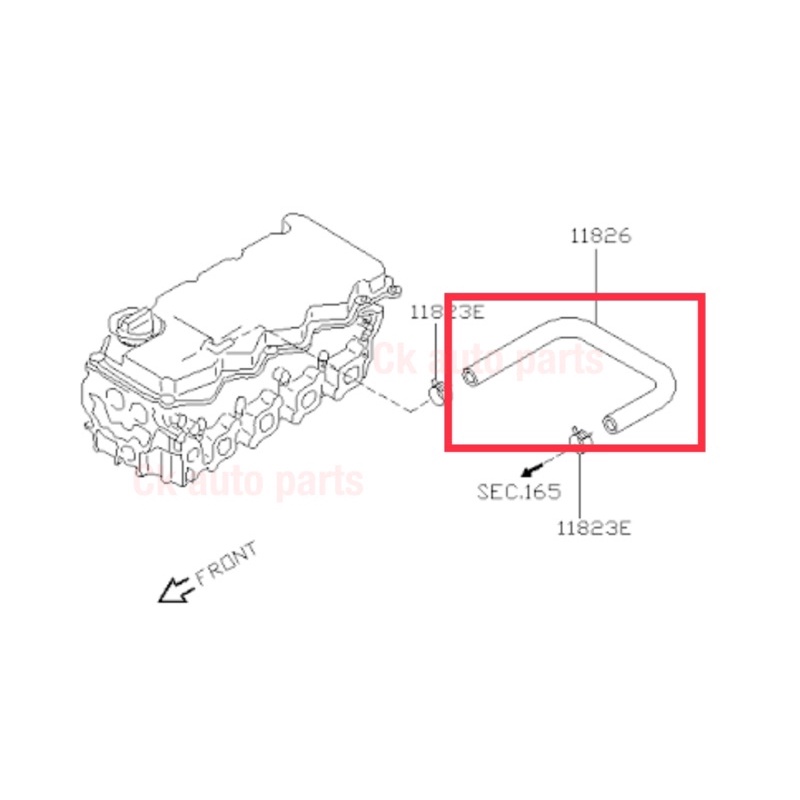 ท่อหายใจ-ท่ระบายไอน้ำมัน-บนฝาครอบวาล์ว-นิสสัน-ฟรอนเทียร์-เครื่อง-2-5-yd25-nissan-frontier-d22-yd25-blow-hose