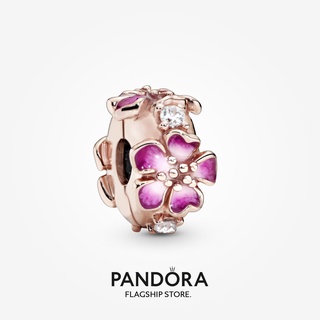 Pandora จี้ดอกพีช สีชมพู สําหรับของขวัญวันเกิดผู้หญิง p825