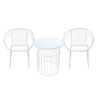 ชุดโต๊ะเก้าอี้สนาม ชุดสนามเหล็ก 2 ที่นั่ง SPRING OLAF สีขาว เฟอร์นิเจอร์นอกบ้าน สวน อุปกรณ์ตกแต่ง 2-SEAT STEEL PATIO SET