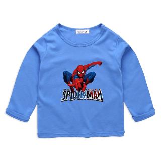 สินค้า ** สปอต ** Spider Man เสื้อยืดผ้าฝ้ายแขนยาวสำหรับเด็กของซูเปอร์ฮีโร่ 6 สี (ยินดีต้อนรับขายส่ง)