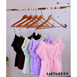 เสื้อสายเดี่ยวผ้านูนชายระบาย​ ไซส์ใหญ่​ (มีโค้ตลดทักมาค่ะ)​