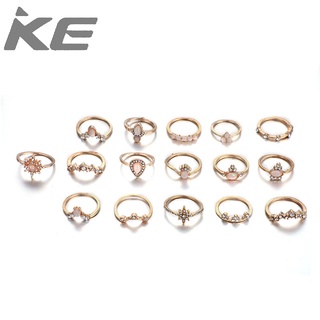 Diamond crown drop-shaped lattice set  ring 16-piece set for girls for women low price