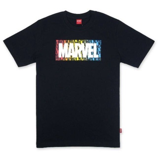 เสื้อยืดมาร์เวล ลิขสิทธิ์แท้ MARVEL-9350-BL สีดำ พิมพ์กำมะหยี่