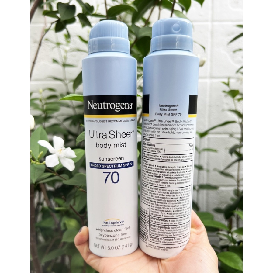 Neutrogena Ultra Sheer Body Mist Sunscreen Spray Broad Spectrum Spf70 141g Shopee Thailand