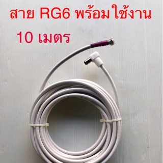 สั่งปุ๊บ ส่งปั๊บ 🚀สาย RG6 พร้อมปลั๊ก F-Type และ ปลั๊กทีวี 75 โอห์หัวท้าย พร้อมใช้งาน สำหรับต่อเสาทีวีดิจิตอล