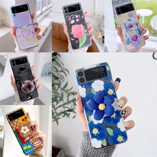 เคสโทรศัพท์มือถือ แบบพับได้ ลายดอกไม้ หลากสี สร้างสรรค์ สําหรับ Samsung Z Flip 3 zflip3