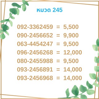 เบอร์มงคล 245 เบอร์มังกร เบอร์จำง่าย เบอร์รวย เบอร์เฮง ราคาถูก ราคาไม่แพง