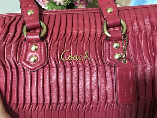 กระเป๋าcoach-มือสอง-หนังแกะ-อัดพลีท