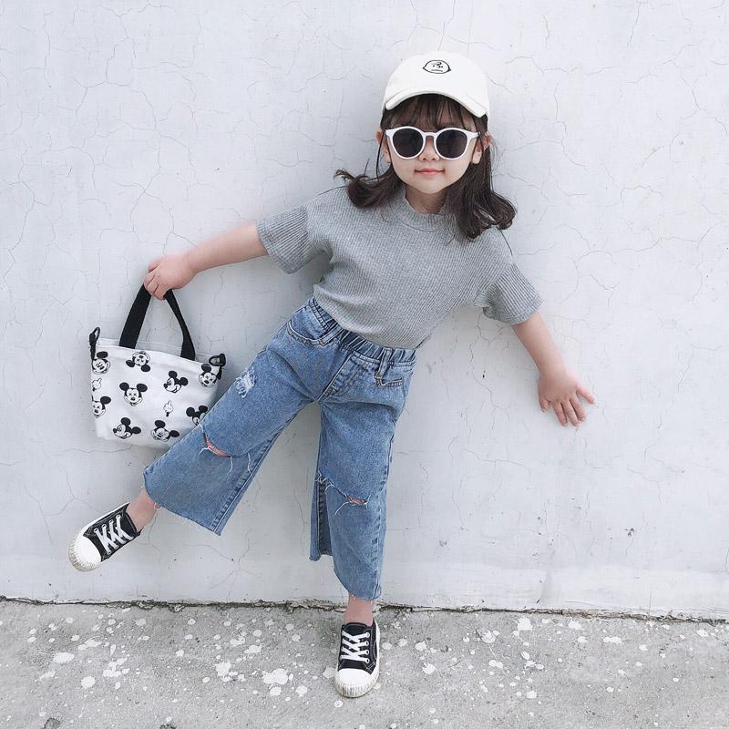 girls-summer-suits-new-western-style-internet-celebrity-childrens-clothing-trendy-spring-wide-leg-pants-casual-jeans-two-piece-set
