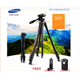 สินค้า YUNTENG VCT-618/VCT-618N ขาตั้งกล้องมือถือ 3ขา tripod for DV  Photographic equipment ฟรีรีโมทBluetooth+ตัวตั้งโทรศัพท์