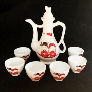 ชุดชงชา ชุดกาเหล้า กาน้ำชาชุดน้ำชา ชุดของขวัญแต่งงาน เซรามิก กาเหล้า แก้วสุรา ขวดเหล้า 酒壶茶具