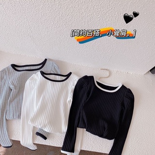 【ชุดเด็กผู้หญิง】เสื้อยืดแขนยาว คอกลม ลายทาง เข้ากับทุกการแต่งกาย แฟชั่นฤดูใบไม้ผลิ สไตล์ตะวันตก สําหรับเด็กผู้หญิง 2023