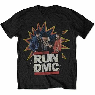 Wanyg เสื้อยืดแขนสั้น ผ้าฝ้าย 100% พิมพ์ลาย Run Dmc Music Pow Official M สีดํา ของขวัญวันเกิดวันพ่อสามารถปรับแต่งได้