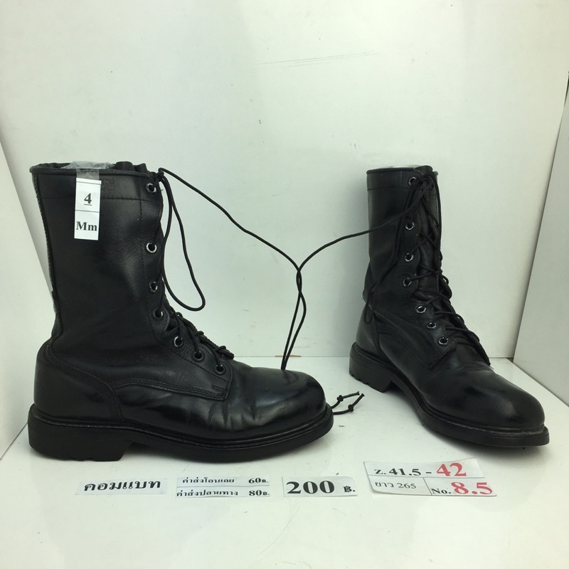 รองเท้าคอมแบท-combat-shoes-หนังสีดำ-สภาพดี-ทรงสวย-มือสอง-คัดเกรด-ของนอก-เกาหลี