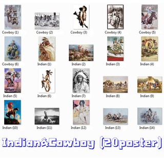 โปสเตอร์ อินเดียนแดง คาวบอย Red Indian &amp; Cowboy (มี25แบบ) รูป ภาพ ติดผนัง สวยๆ poster 88x60ซม. และ 76x52ซม.โดยประมาณ