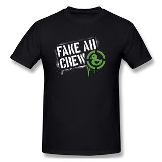 [S-5XL] เสื้อยืดแขนสั้น พิมพ์ลาย Fake AH Crew สีดํา