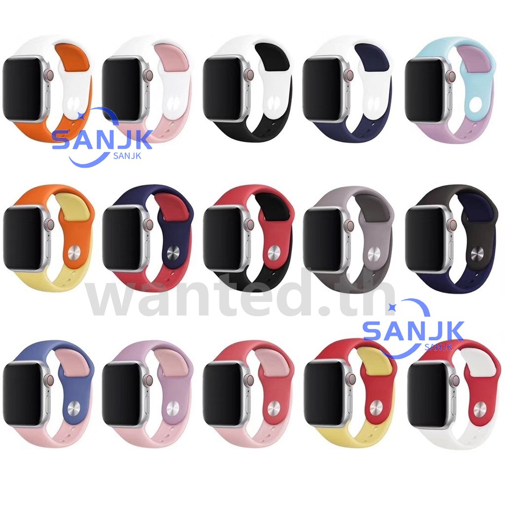 ภาพหน้าปกสินค้าสำหรับ Apple Watch Series 7 6 5 4 3 2 1 SE สายรัดเป็นสายซิลิโคนสีใหม่เข้าชุดกัน