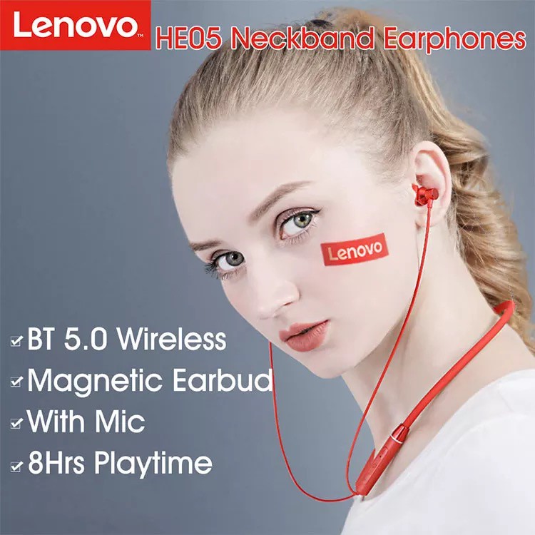ภาพหน้าปกสินค้าLenovo HE05 หูฟังบลูทูธ Hanging Wireless Headphones หูฟังไร้สายแบบแขวน earphone รับประกัน 3 เดือน จากร้าน sg.storeth บน Shopee