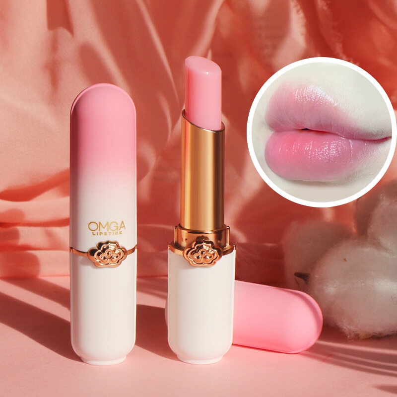 ลิปสติกลิปบาล์มเปลี่ยนสีตามอุณหภูมิลิปบํารุงริมฝีปากomga-peace-kissสีนมเย็นlipstick-8006