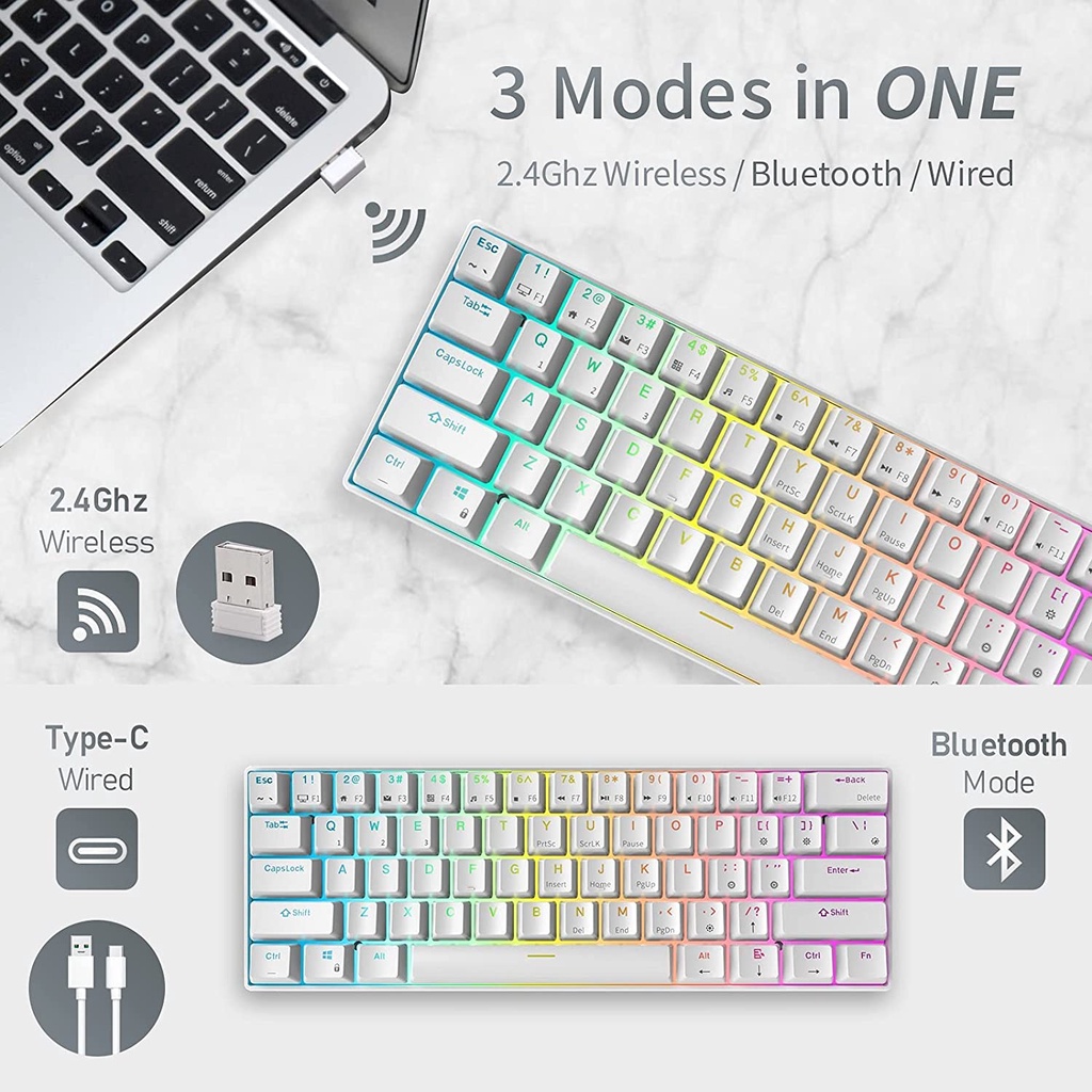 ภาพหน้าปกสินค้าRoyal Kludge RK61 RGB - Hotswap ️ 60% คีย์บอร์ดเกมมิ่ง คีย์บอร์ดไร้สาย Bluetooth / Mechanical Keyboard จากร้าน hardware_riser บน Shopee