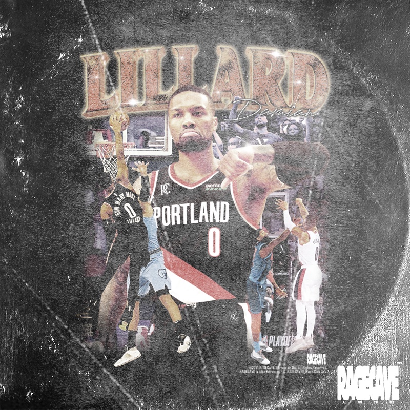 กีฬาและการพักผ่อนฤดูร้อน-lillard-american-street-hip-hop-บาสเกตบอลพิมพ์ครึ่งแขน-portrait-หลวมเสื้อยืดแขนสั้นผู้ชายสบายๆ