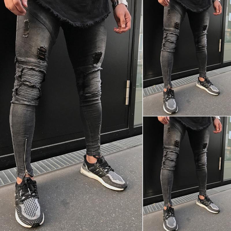 ภาพขนาดย่อของสินค้ากางเกงยีนส์สกินนี่ Men Skinny Jeans กางเกงยีนส์ ผู้ชาย แฟชั่นบุรุษ กางเกงยีนส์เดฟขัดขาด ขาเดฟรุ่น กางเกงยีนส์ผู้ชายขาเดฟ