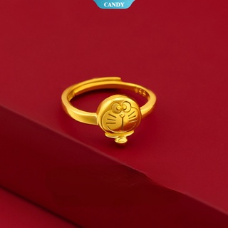 แหวนทองเหลือง ชุบทอง ลายการ์ตูนโดราเอมอน สไตล์โบฮีเมียน เรโทร ปรับได้ สําหรับผู้หญิง เจ้าสาว งานแต่งงาน [CAN]
