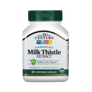 (ล็อตใหม่พร้อมส่ง) 21st Century, Standardized Milk Thistle Extract, 60 Vegetarian Capsules